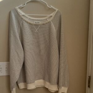 American Eagle Outfitters Off The Shoulder Sweat Shirr - Cream and Black Striped